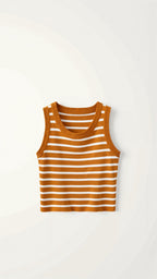Women's Cropped Tank Top Ribbed Knit Nautical Stripes 2
