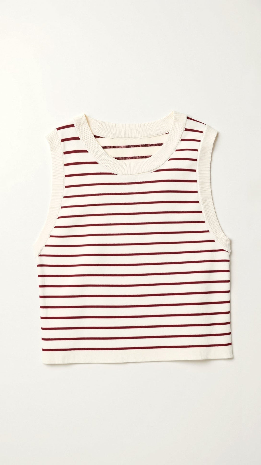 Women's Cropped Tank Top Ribbed Knit Nautical Stripes 5