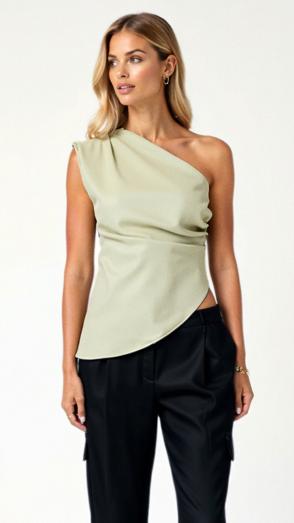 Women's One-Shoulder Top Luxe Stretch Fabric 0