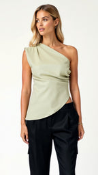 Women's One-Shoulder Top Luxe Stretch Fabric 0