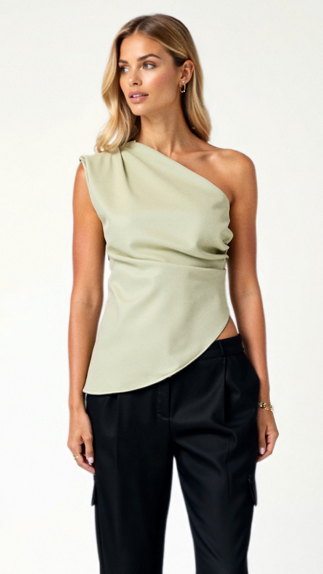 Women's One-Shoulder Top Luxe Stretch Fabric 0