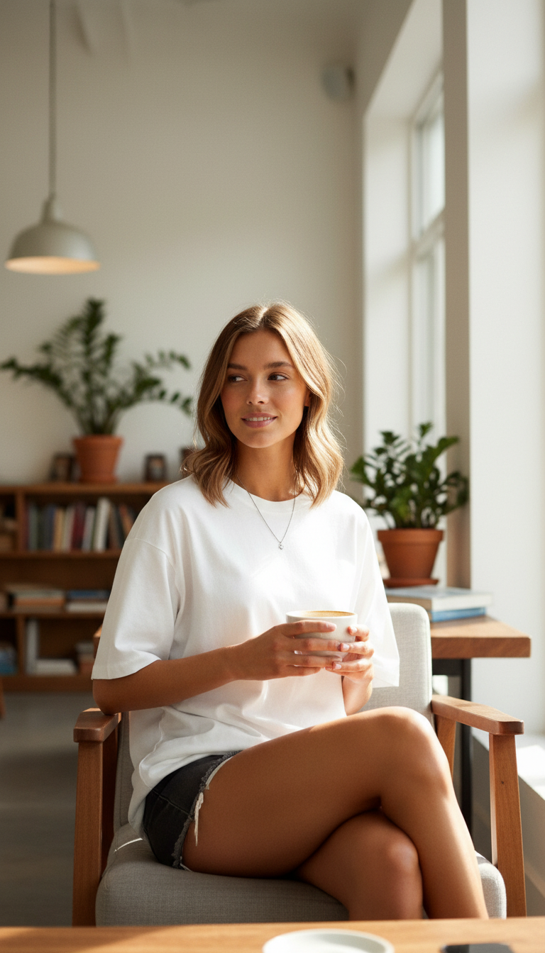 Women's Oversized T-Shirt Cotton - Casual Luxury Womens Shirt