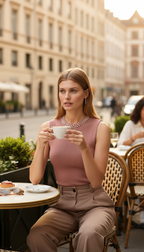 Women's Sleeveless Tank Top Ribbed Fabric with Pearl Embellishments
