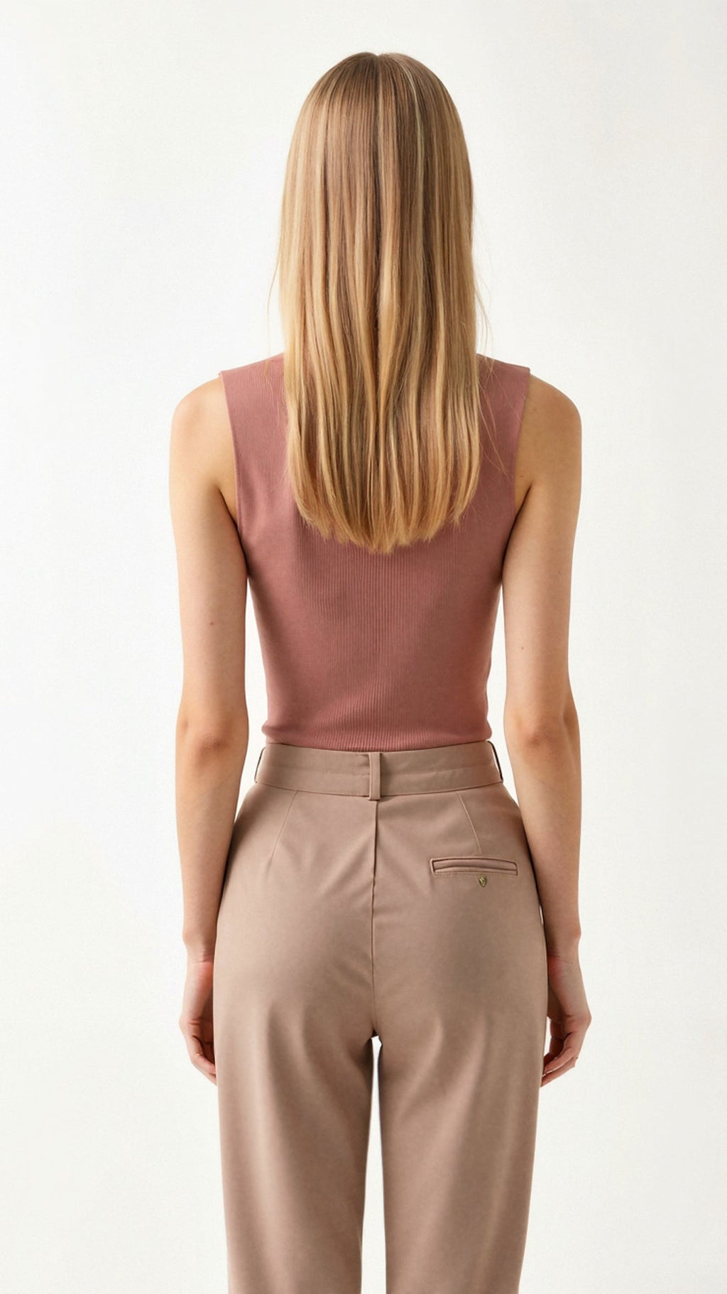 Women's Sleeveless Tank Top Ribbed Fabric with Pearl Embellishments 1